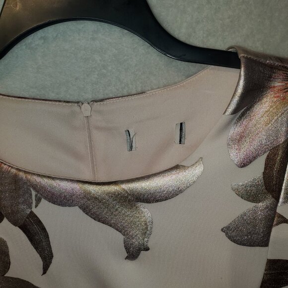 Women's XL Floral Metallic High-Low Dress. Stretchy, Formal, Wedding, No Tags - Picture 4 of 8